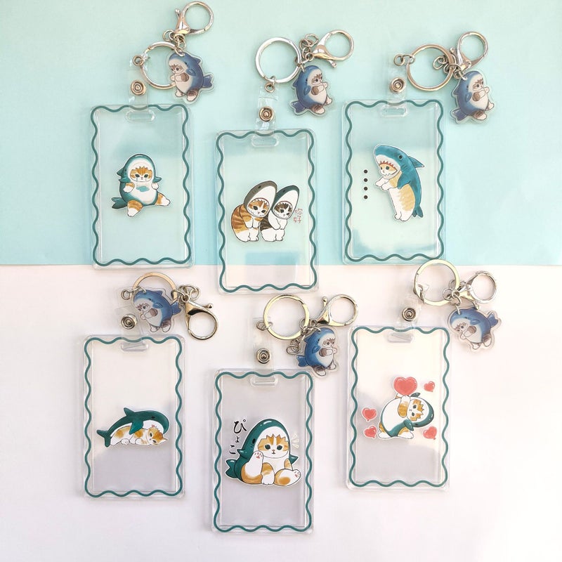 Cat Mofusand Shark Cat Transparent Id Set Student Card Subway Card Access Card Anti-Lost Keychain Card Set - Image 2